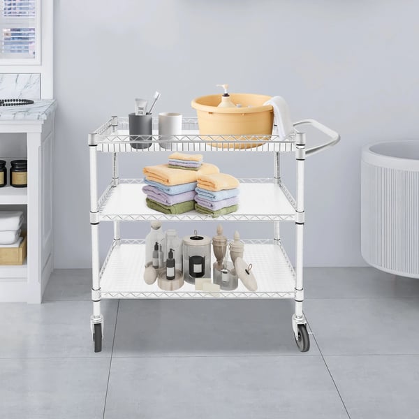 Serveringsvagn, 3 hyllor, modern design,Silver