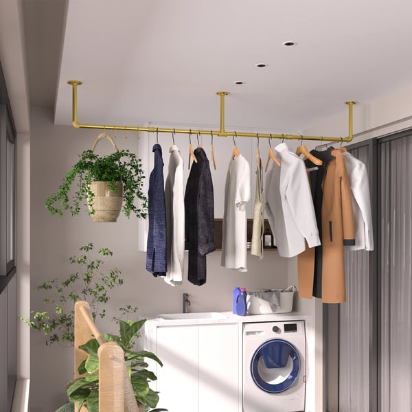 Vægmonteret Tøjstativ, Pladsbesparende Design, Holdbar Konstruktion,Guld