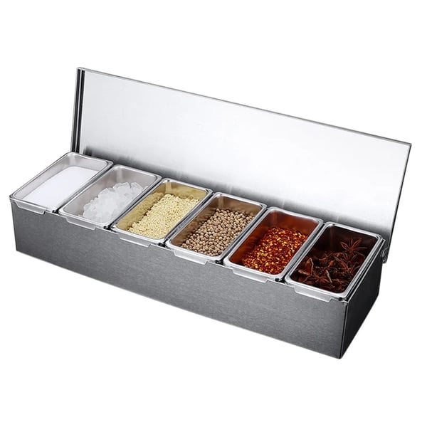 Krydddispenser, Rostfritt stål, 6-fack design,Silver