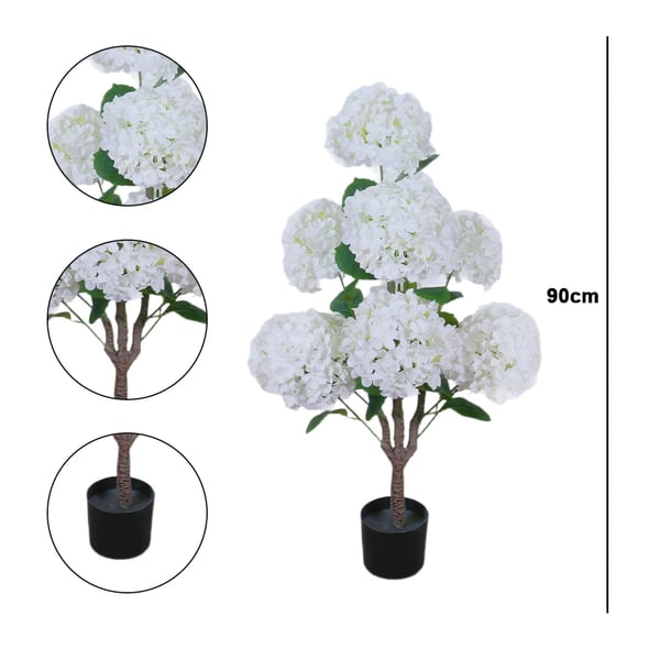 Kunstig Hortensia Træ, Elegant Silke Design, Perfekt til Dekoration,90cm