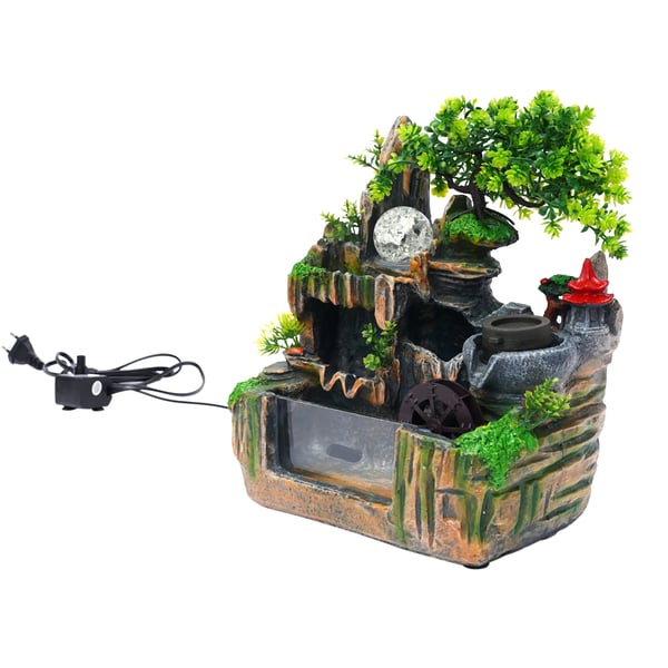 Vandfaldspringvand, Kompakt Design, Elegante Dekorative Elementer,Multifarvet