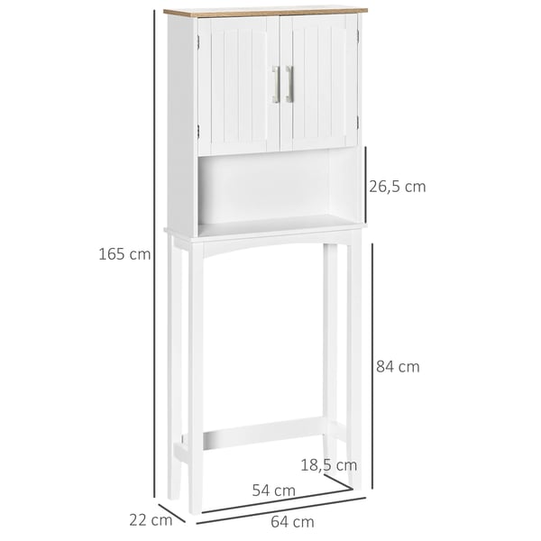 Badeværelsesskab, Over Toilet Design, Justerbar Hylde,Hvid