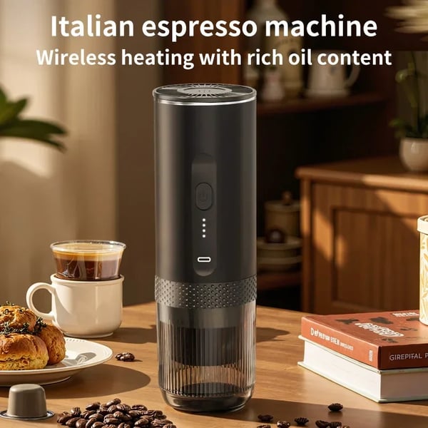 Espresso Maskine, Trådløs Betjening, Dual Kapsel og Formalet Kaffe Kompatibilitet,sort