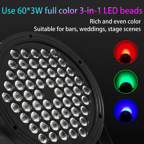 LED Parivalot, RGB-väriseos, DMX-ohjaus,EU-plugi, 60 LED 8KPL