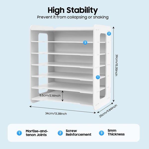 Filorganisator, 7-lags design, pladsbesparende opbevaring,HVID