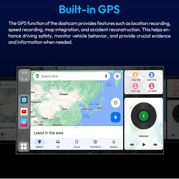 Bil Dash Kamera, Trådløs CarPlay, Android Auto Kompatibilitet