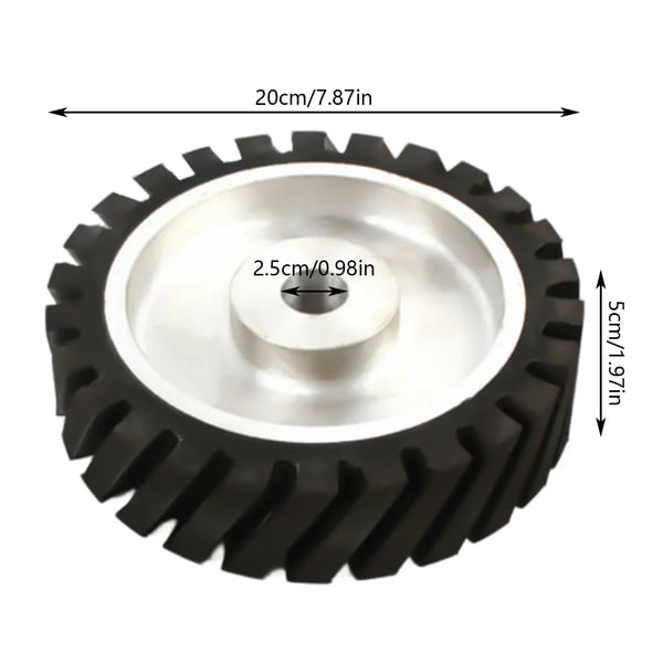 Båndsliber Kontakt Hjul, 200 mm Diameter, Effektiv Rille Design,sort