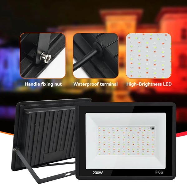 Flomlys, Vandtæt, Justerbar Beslag,100W, RGB