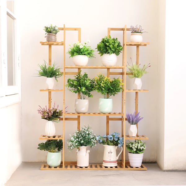 Planteholder, 9-lags bambusorganisator, pladsbesparende design,Guld