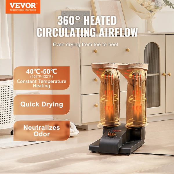 VEVOR Sko Tørrer, 170W Effekt, 180° Foldbart Design,2 Rør