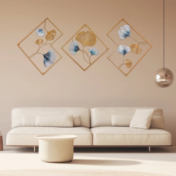 Vægkunst, Metal Konstruktions, Elegant Design,3PCS, Guld