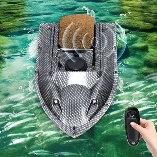 RC Baitbåt, 500m Kontrollområde, 1,5kg Lastkapacitet, LED Kryssningsljus,svart