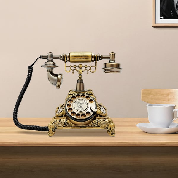 Roterende Telefon, Vintage Stil, Støjdæmpende Funktion,Bronze