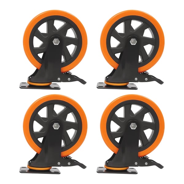 Industrielle hjul, belastningskapacitet 100 kg, hjulstørrelse 15,2 cm, sæt af 4, baseplade længde 9,3 cm, afstand mellem basepladehuller 7,5 cm x 4,5 cm