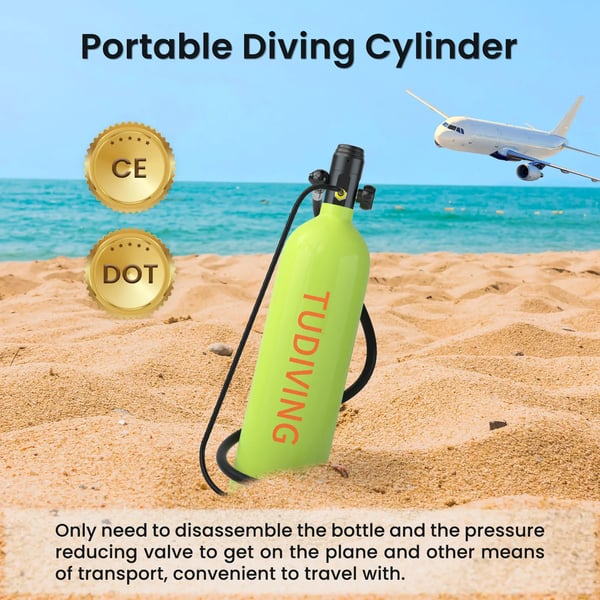 Scuba Diving Tank, Bærbar 2L Kapacitet, DOT Certificeret,2L B1 Sort