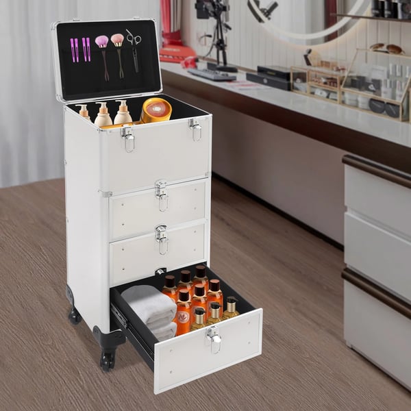 Makeupväska, bärbar låda, stor kapacitet,Silver