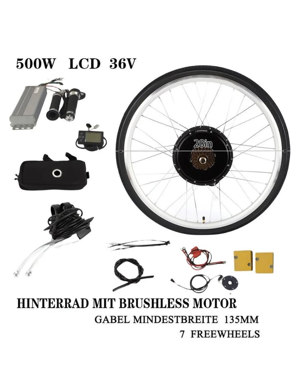 Elektrisk Cykel Ombygningskit, Børsteløs Motor, LCD Skærm Controller,HW-HJWJL-401-X