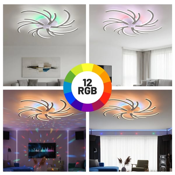 Loftlampe, Dæmpbar LED, RGB Baggrundsbelysning,HVID, 85x85x10cm, ændrebar