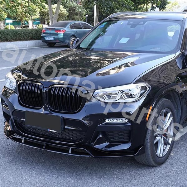 Front Bumper Lip, Glans Sort, Til BMW X3 X4 G01 G02, Designet til M-Sport Bumper,Glansende Sort