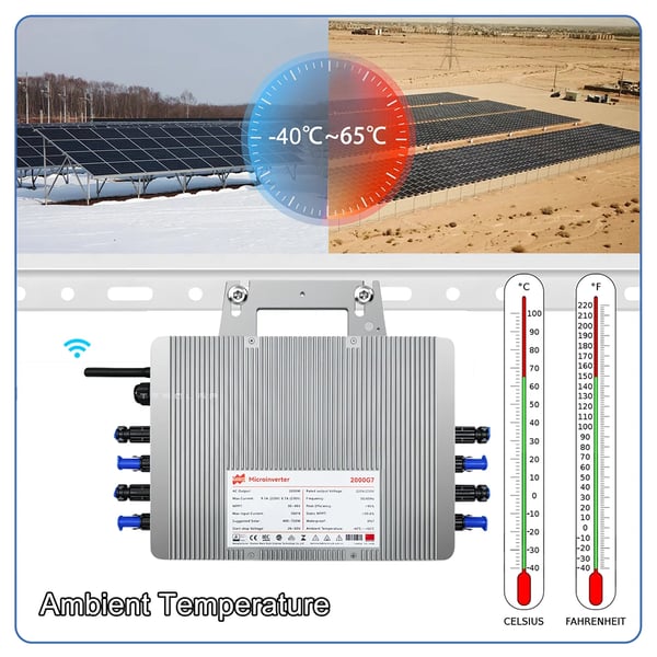 Mikroinverter, WiFi-anslutning, Hög effektivitet,240V, 22-50V, Tillbakaflöde och kabel