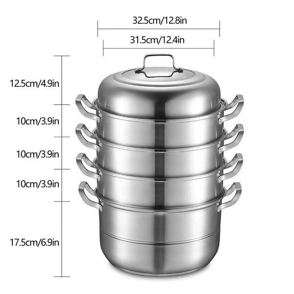 Dampkogepande, 304 rustfrit stål, 2,38 gallons kapacitet, 3-lags design, varmebestandig, nem at rengøre