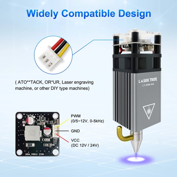 Lasermoduuli, 5W Teho, Ilma-apuominaisuus, Magneettinen Silmäsuojauskansi,LT-40W-AA