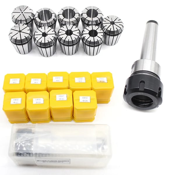 ER32 Collet Chuck, 9 Collet Størrelser, Højpræcisions Klemning,Sølv