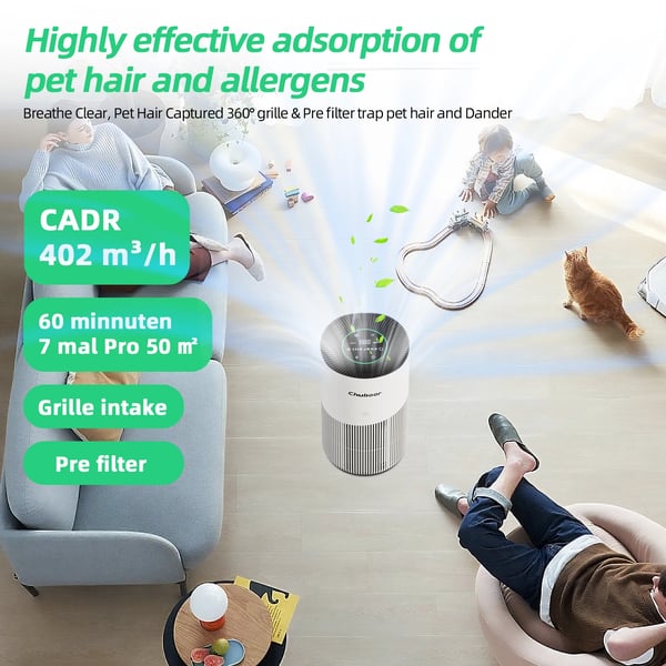 Luftrenser, HEPA-filtrering, Kompakt design,Wifi, 4.5kg