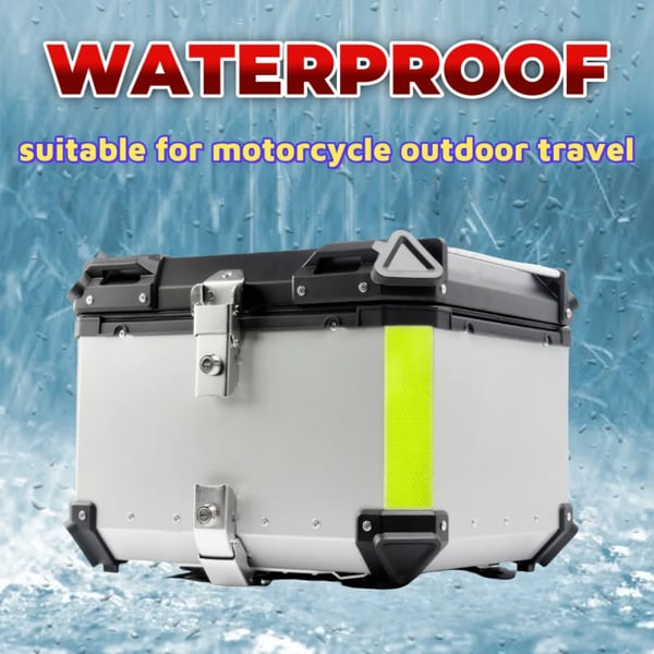 Motorcykeltrunk, Vandtæt Aluminium, Universel Kompatibilitet,45L-sølv