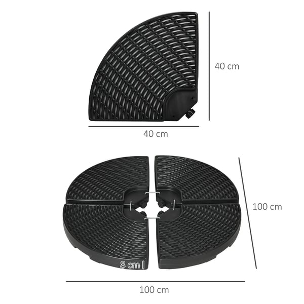 Paraplyfot, fyllbara viktalternativ, hållbar design, mångsidig kompatibilitet, svart