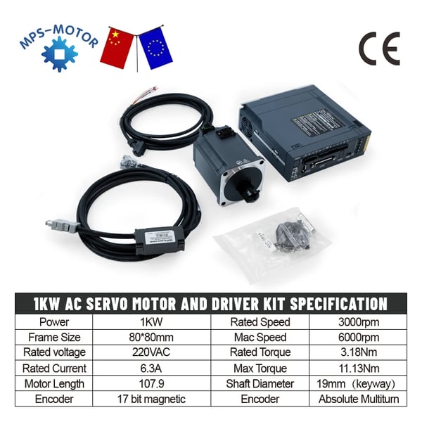 Servo Motor, 1KW Udgivelse, 3000rpm Hastighed,3000rpm