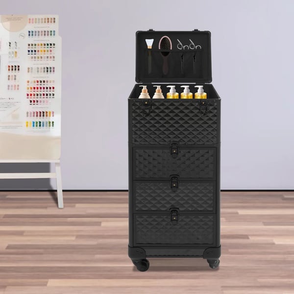 Makeupvagn, Rullande design, Multifunktionell förvaring,Svart