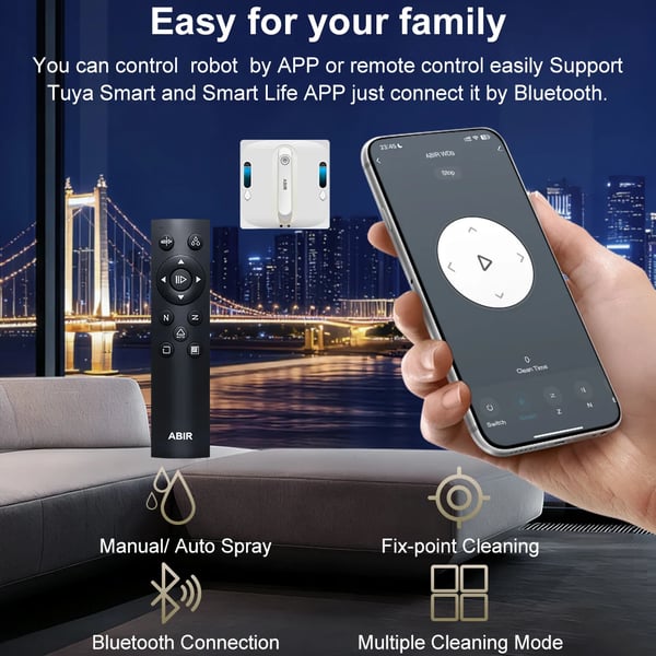 Vinduespudserrobot, 4-vejs vandsprøjt, smart hukommelsesfunktion,Ja