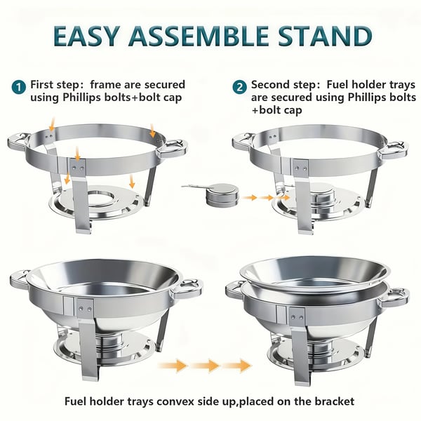 Chafing Dish, Rostfritt Stål, Komplett Bufféset,Silver