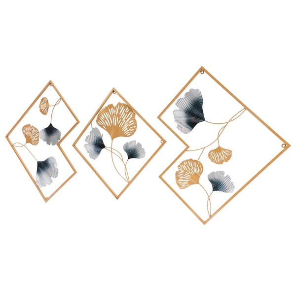 Vægdekoration, Metal Kunst, Tre-delt Design,Guld