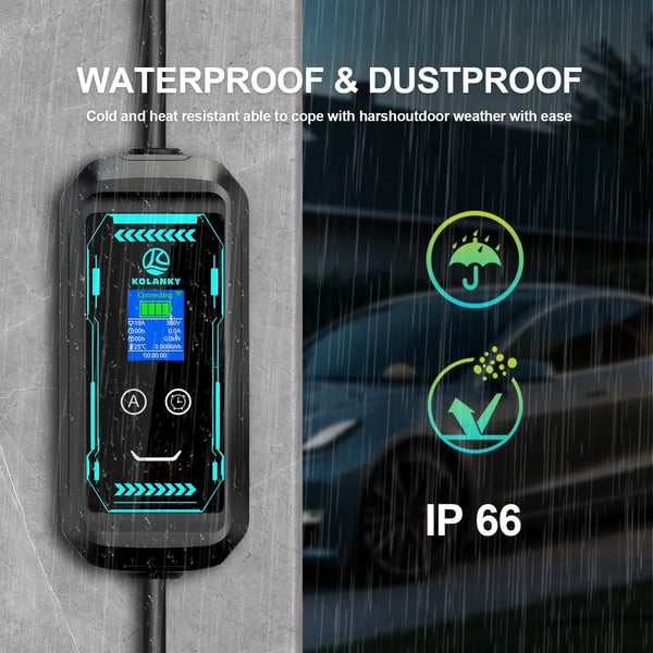 EV-laddare, Bärbar Design, Smart App Kontroll,svart, Typ2