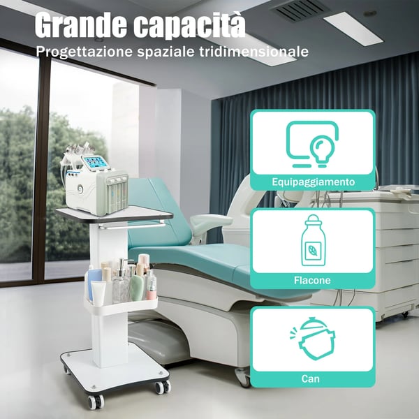 Mobil opbevaringsvogn, låsbare hjul, stilfuldt design,HVID