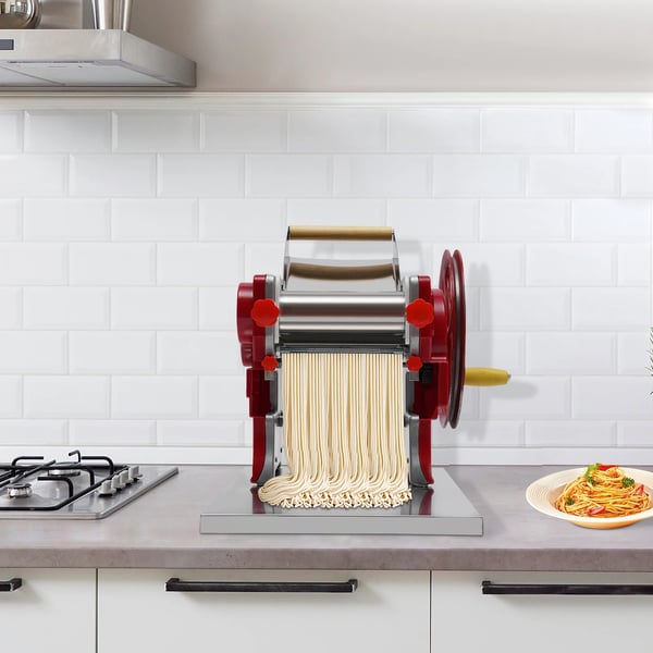 Pasta Maker, Manuel Rullemaskine, Nudelskærer,Rød
