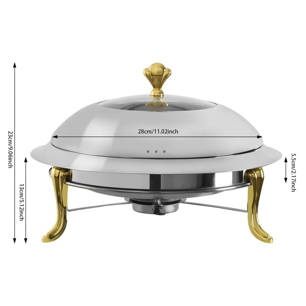 Chafing Dish, Rostfritt Stål, 3L Kapacitet,Guld