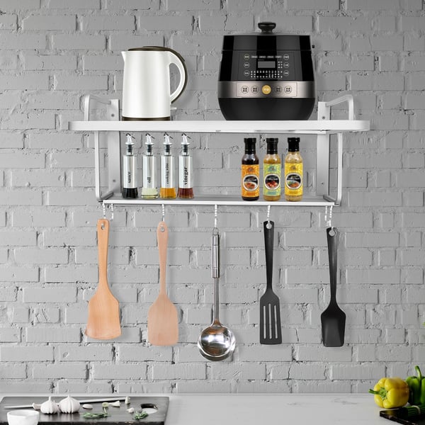 Mikroovnshylde, vægmonteret, 10 kroge,2-niveau