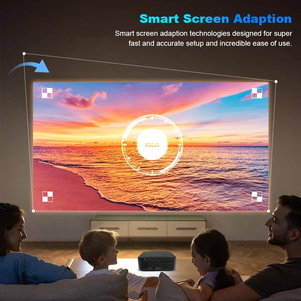 DESS 4K Video Projektor, 200 Tommer Projektion, 38000 Lumen Lysstyrke,sort, EU stik