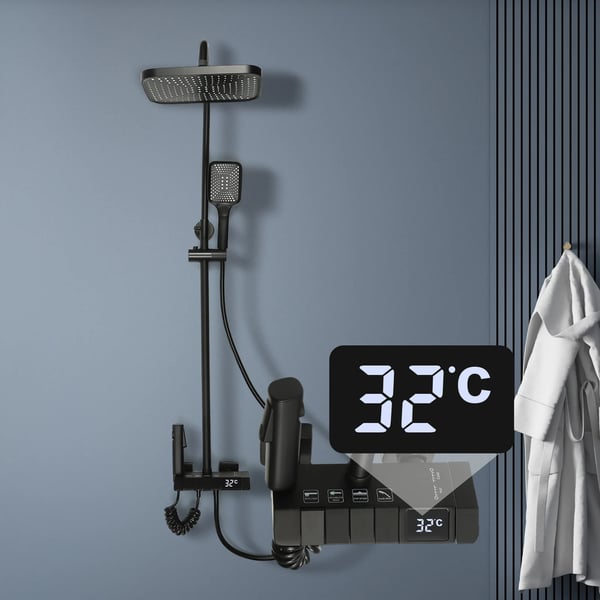 Bruser Sæt, Messing Kropsmateriale, Temperaturinterval: 0-80℃, Top Spray Størrelse: 27,5 cm x 18,4 cm, Håndbruser Længde: 25 cm