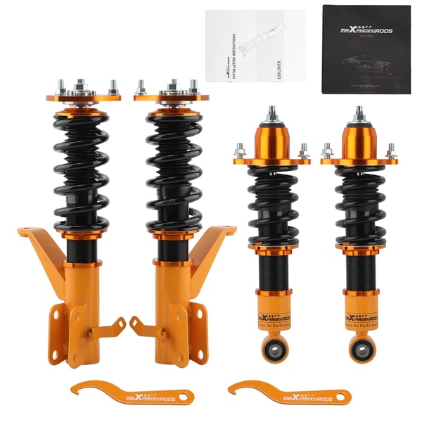 Coilover Stød, Justerbar Kørehøjde 1-3 Tommer, Twin-Tube System, Designet til Kompakte Biler, Støjdæmpning, Højstyrkestål