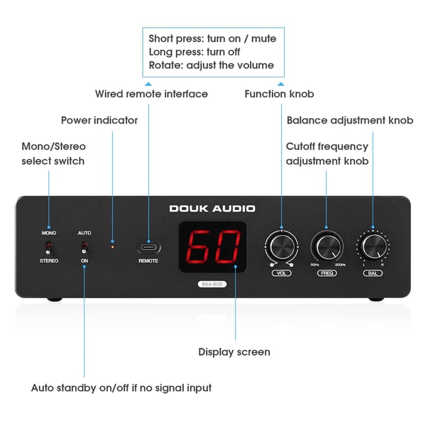 Bass Shaker Forstærker, 230W Effektvurdering, 2 Kanaler, Fungerer med Subwoofere, Kompakt Størrelse, CE Certificeret