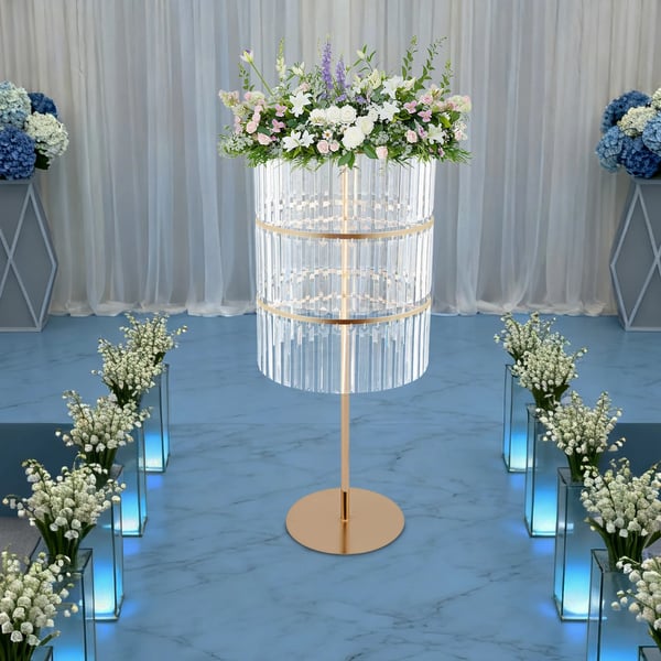 Blomsterstand, 3 niveauer, elegante krystalpendler,Guld