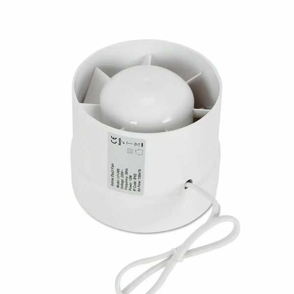 Frånluftsfläkt, 130 m³/h Luftflöde, Tyst Drift, VIT