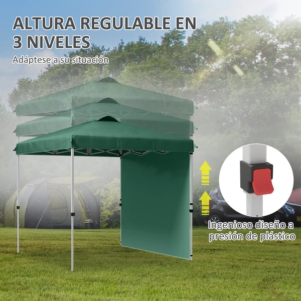 Fälltält, 2,5m x 2,5m, Justerbar Höjd,Grön