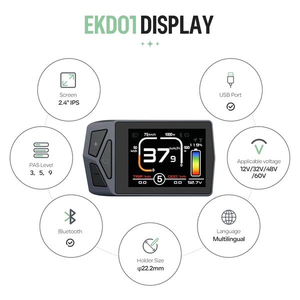 Elektriskt konverteringskit, 250W effekt, mångsidig kompatibilitet,44T Kedjehjul, För BB 68-73MM, EKD01 Bluetooth  (0-9 Pas)