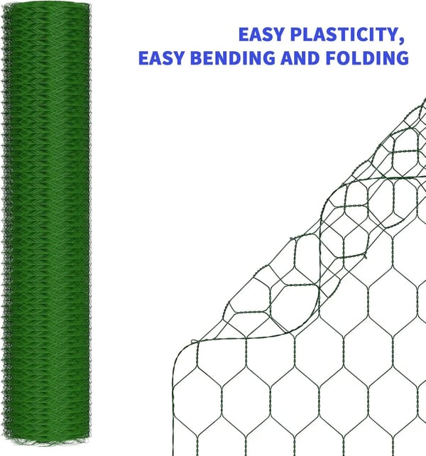 Hexagonal Net, 1m Højde, 25m Længde, Net Bredde 25 mm, PVC Belagt, Fleksibel Design