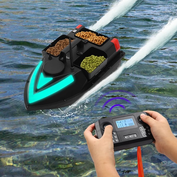 Fiskebaitbåd, Højkapacitetsbatteri, Fjernbetjening,sort